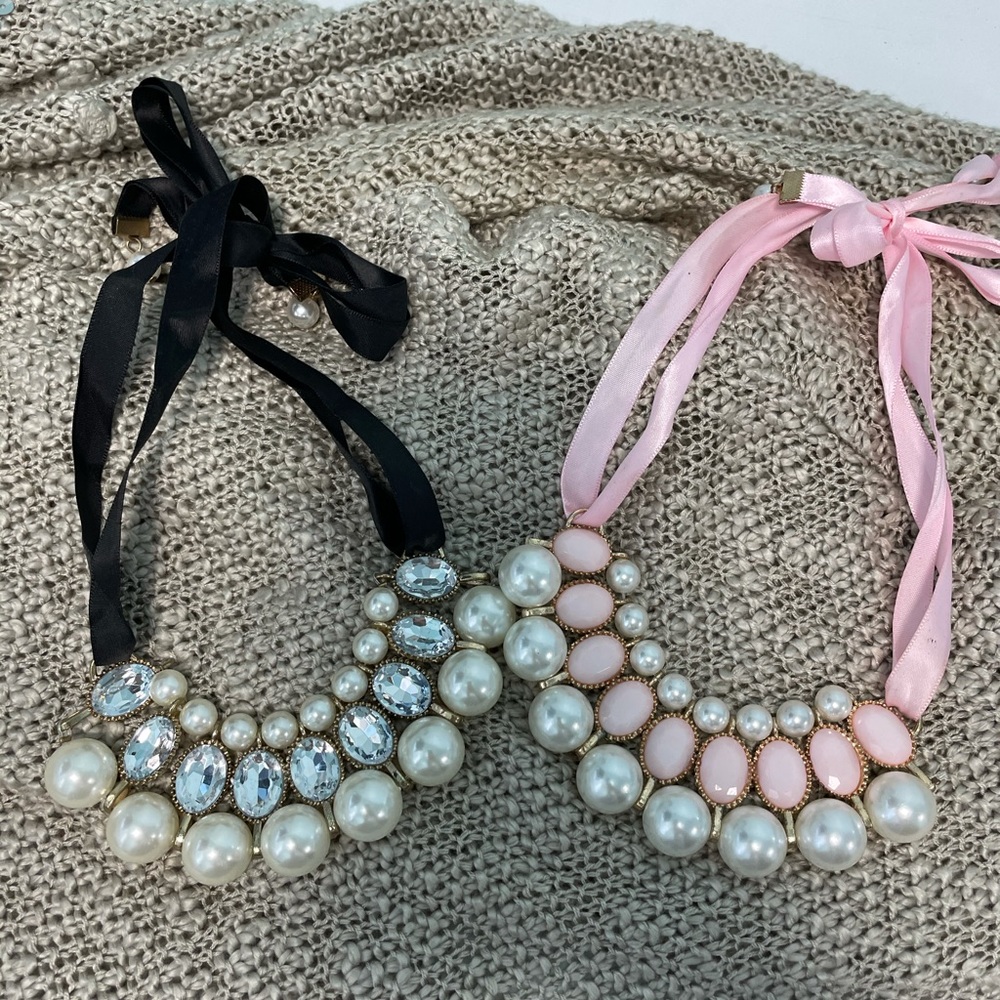 Pearl and gemstone fashion statement necklaces